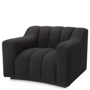Fotel Eichholtz Kelly w czarnej tkaninie Bouclé