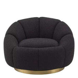 Fotel obrotowy Eichholtz Inger w tkaninie Bouclé black
